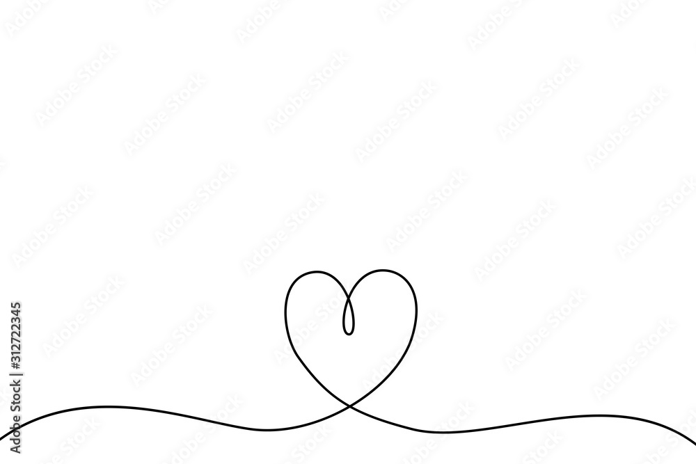 Continuous line drawing heart vector for valentines day background, wedding decoration, greeting card, etc.