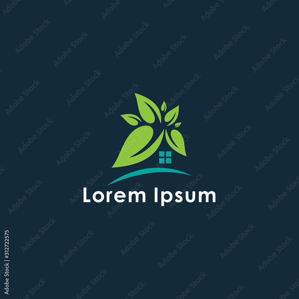 green house logo with drop water and leaf