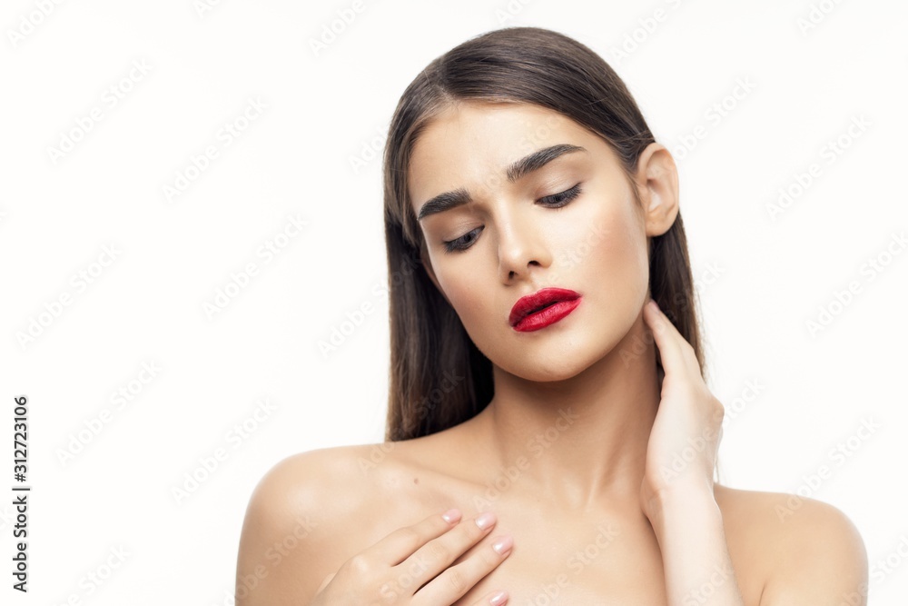 beautiful woman bare shoulders clean skin beautiful woman bare shoulders clean skin
