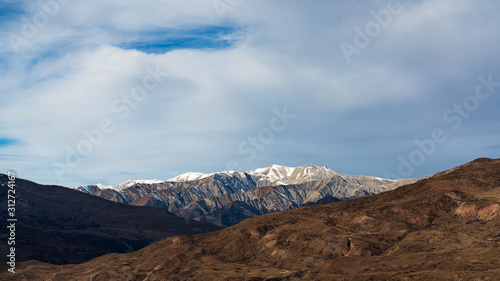 Mountain tops covered with snow landscape