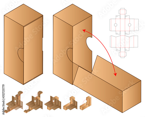 Box packaging die cut template design. 3d mock-up
