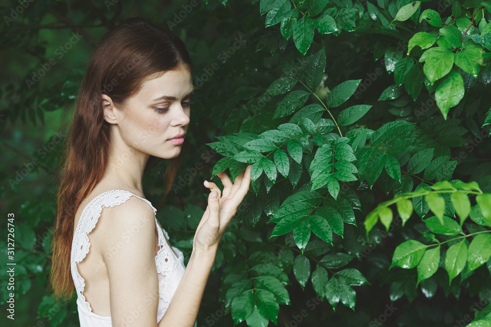 beautiful woman green leaves nature beautiful woman green leaves nature