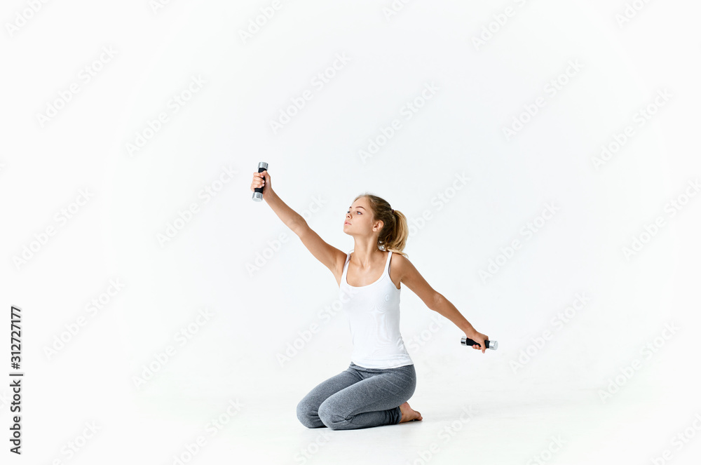 Fototapeta premium young woman doing yoga exercise