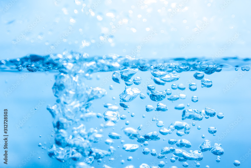 Water waves with bubbles blended in blue Water waves with bubbles blended in blue