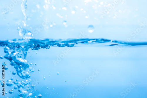 Water waves with bubbles blended in blue