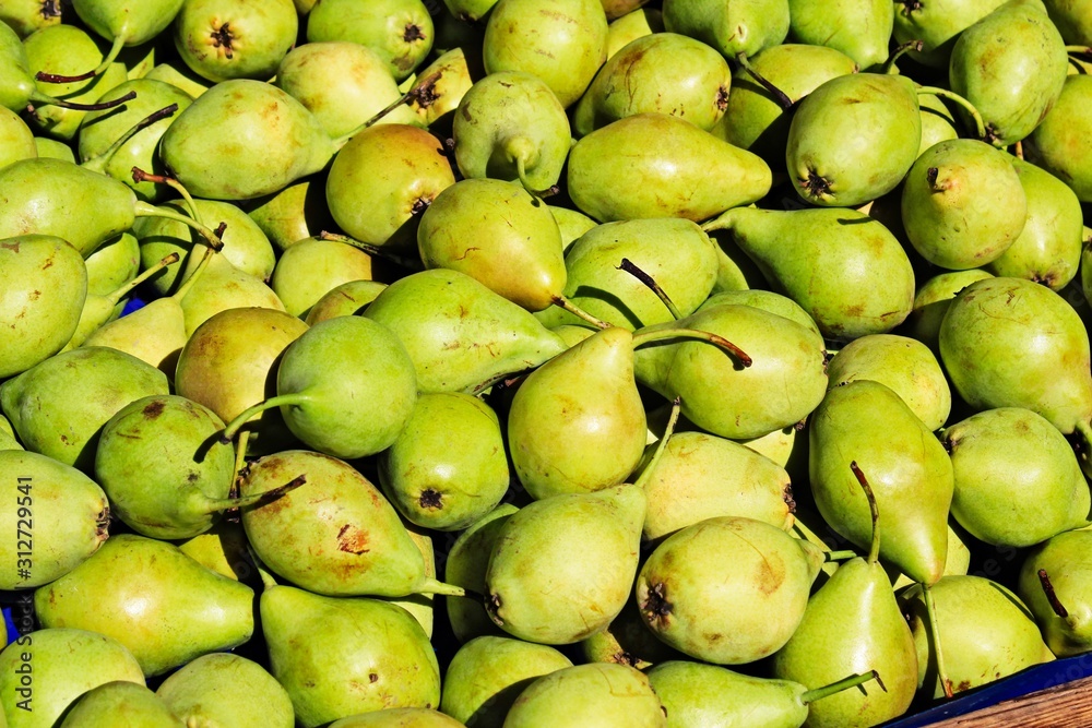 Stall with pears at street market