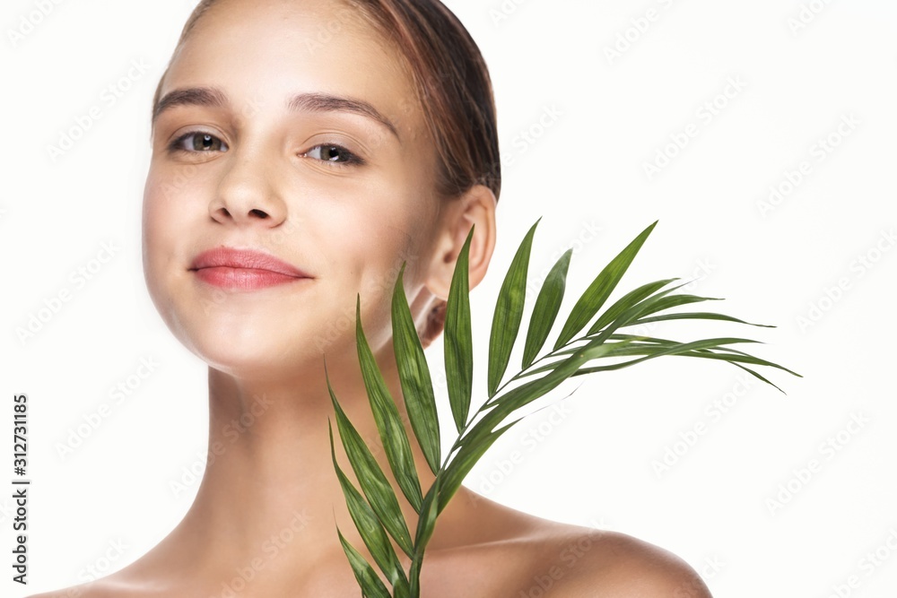 portrait of young woman with bamboo portrait of young woman with bamboo