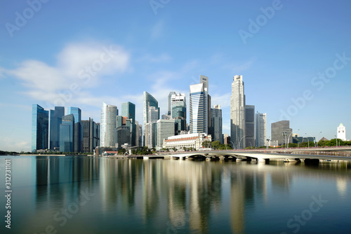Singapore business district skyline financial downtown building with tourist sightseeing in day at Marina Bay, Singapore. Asian tourism, modern city life, or business finance and economy concept © ake1150