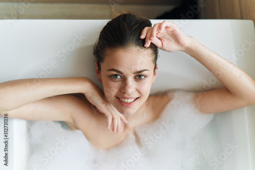 young woman in bath