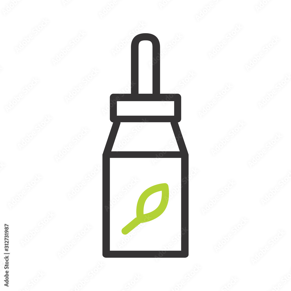 Herbal Therapy and medicine isolated icon on a white background. For science, pharmacy, homeopathy, alternative medicine, organic or natural logo design.