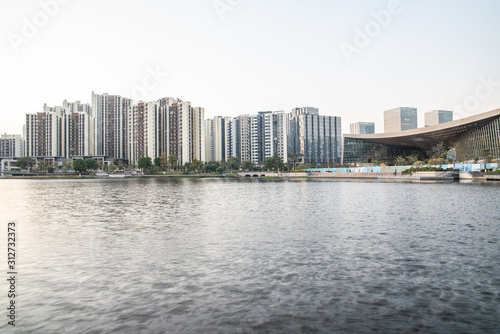 Lake view residential building in Phoenix Lake Park, Nansha, Guangzhou, China © WR.LILI