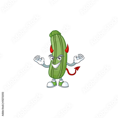 Fotografie Picture of zucchini as a Devil cartoon mascot