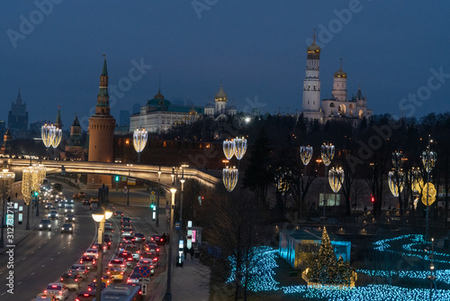 Москворецкая набережная, Большой Москворецкий мост. Новый год, Рождество.