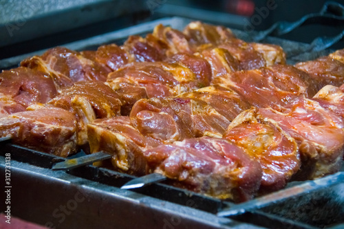 Εκτύπωση καμβά Harvesting meat for barbecue