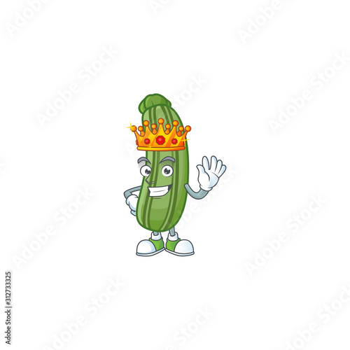 Cool King of zucchini on cartoon character style