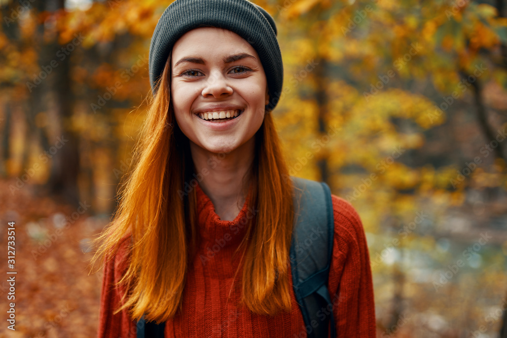portrait of young woman in autumn park portrait of young woman in autumn park