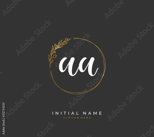 Handwritten letter AA for identity and logo. Vector logo template with handwriting and signature style.