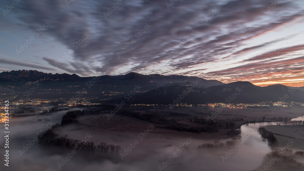 before sunrise, winter Italy landscape