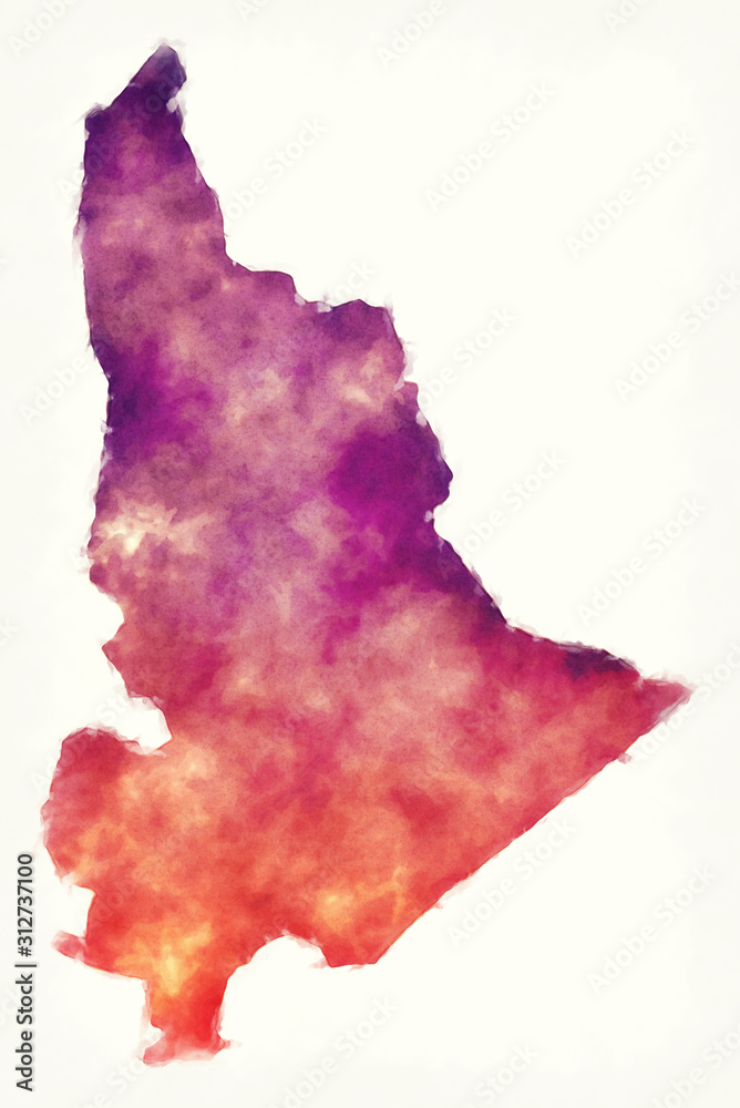 Plaines Wilhelms district watercolor map of Mauritius Plaines Wilhelms district watercolor map of Mauritius