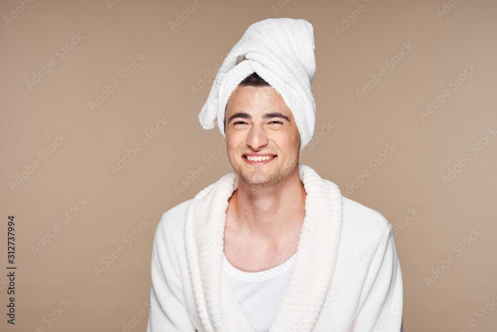 portrait of a woman in bathrobe portrait of a woman in bathrobe