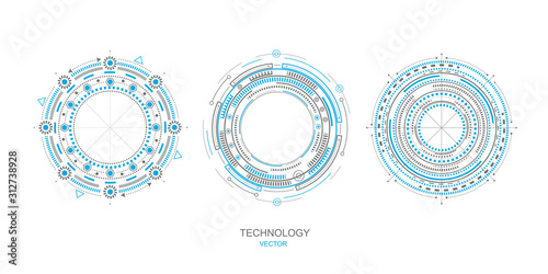 Hud Futuristic .Technical drawing.Electronic interface of the future . Fantastic circle .Drawing details .Vector illustration .	