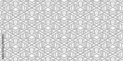 Technical Isometric Drawing .Cubes Pattern, isometric background, vector illustration	