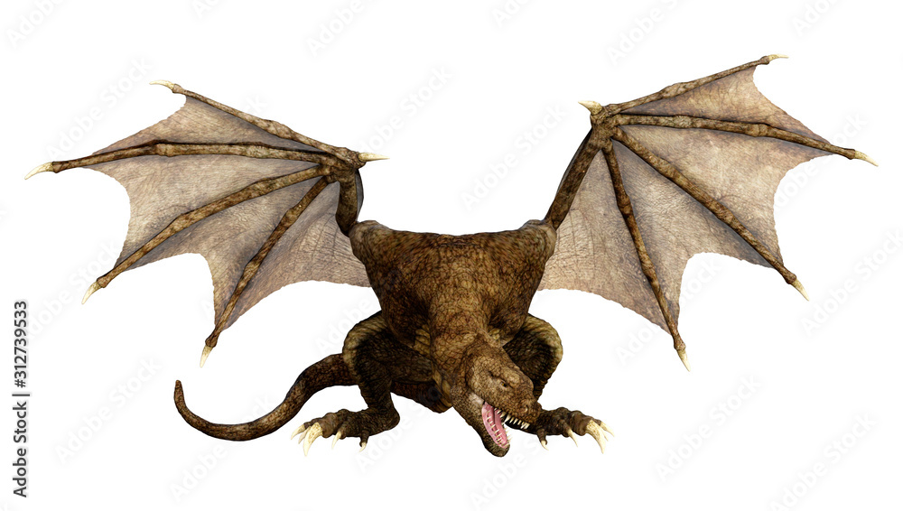 Fototapeta premium 3D Rendering Fairy Tale Dragon on White