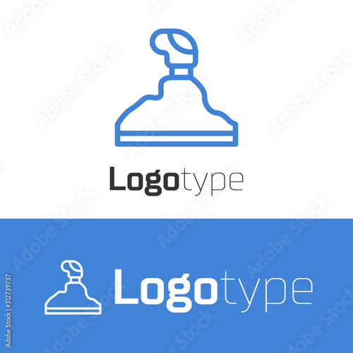 Blue line Gear shifter icon isolated on white background. Transmission icon. Logo design template element. Vector Illustration
