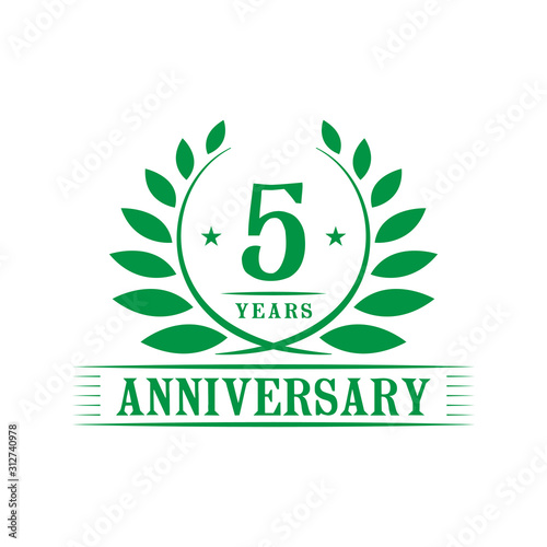 5 years logo design template. Fifth anniversary vector and illustration.