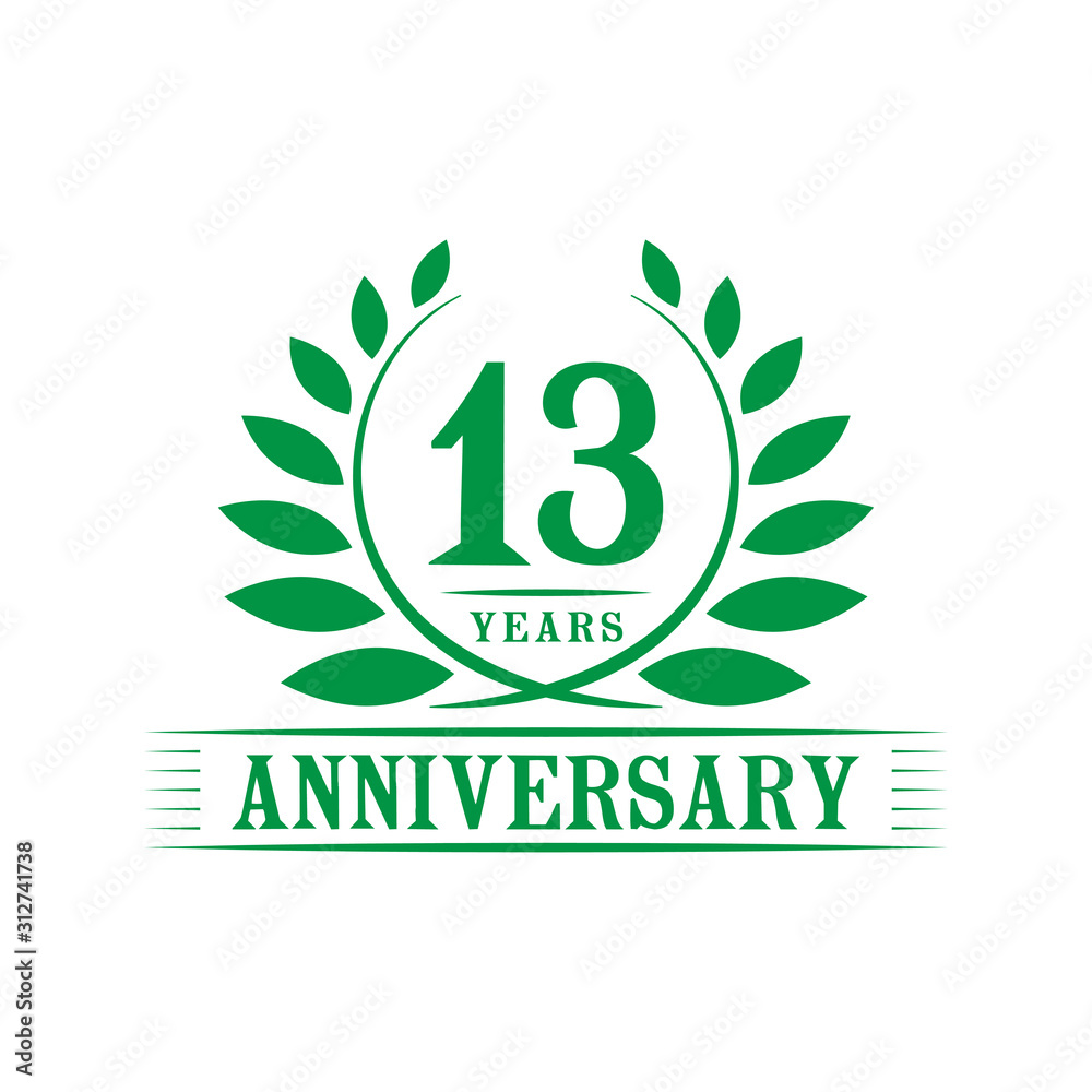 13 years logo design template. Thirteenth anniversary vector and illustration. 13 years logo design template. Thirteenth anniversary vector and illustration.
