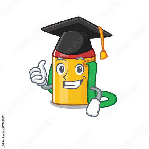 happy kids water bottle Scroll wearing a black Graduation hat