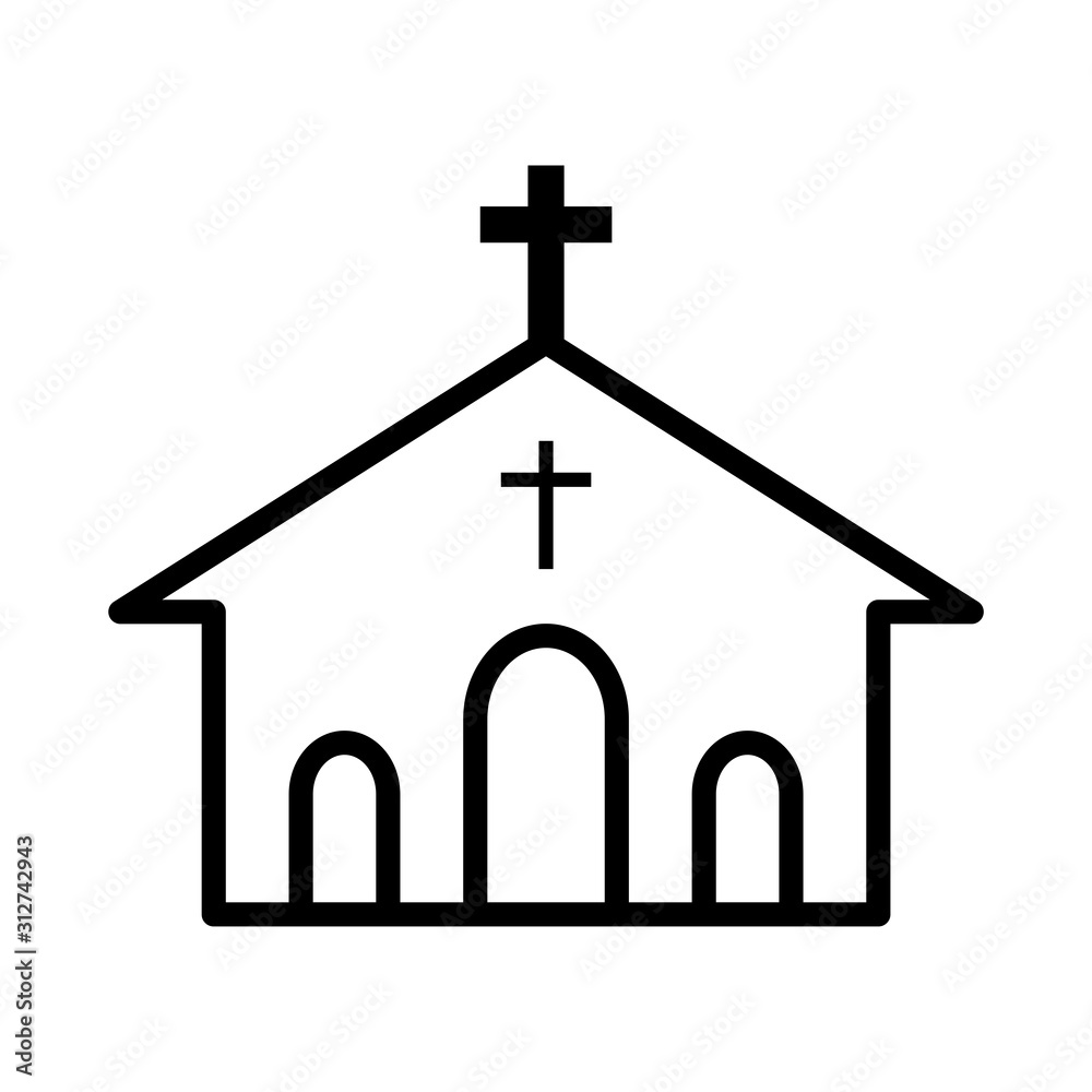 Church icon vector simple design