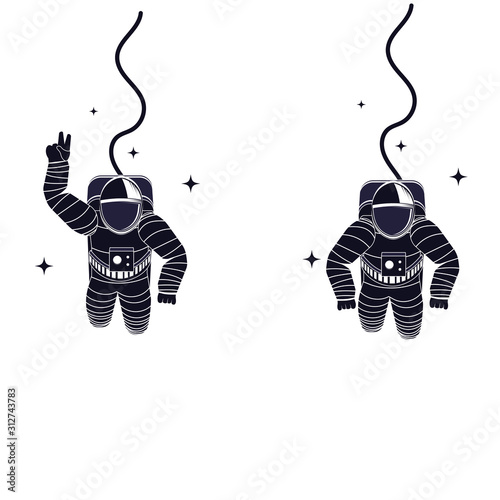Astronaut. Spaceman in space, vector illustration