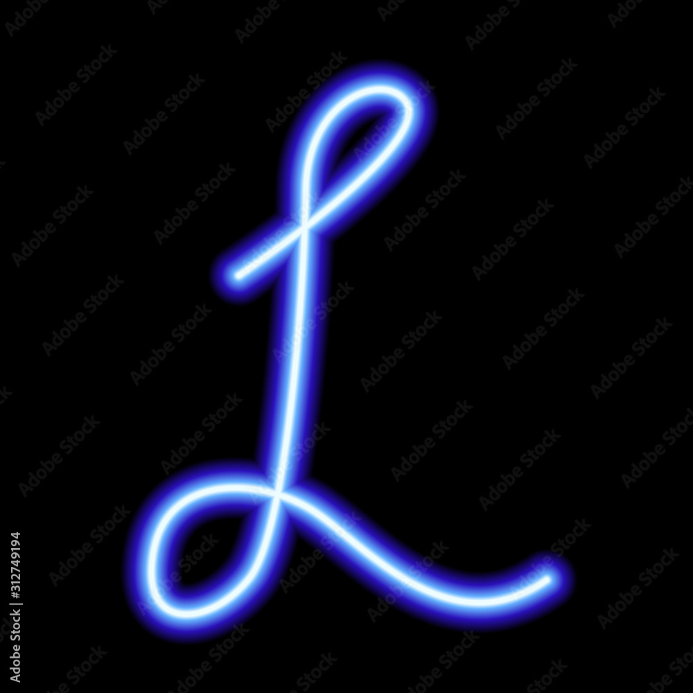 neon blue symbol "L" on a black background Stock Vector | Adobe Stock