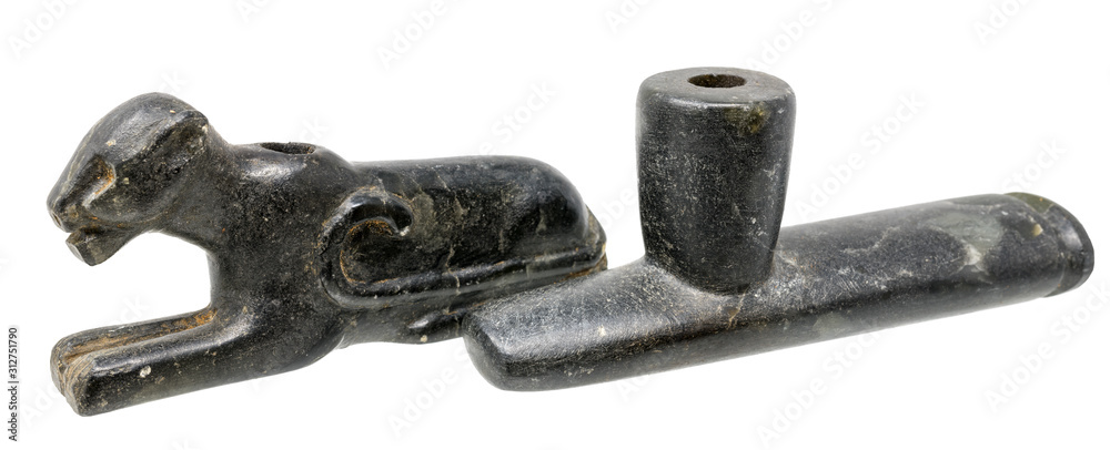 Two Pipes of the North American Indians made of dark soapstone Two Pipes of the North American Indians made of dark soapstone