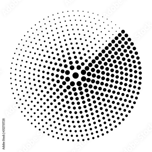 Halftone round as icon or background. Black abstract vector circle frame with dots as logo or emblem