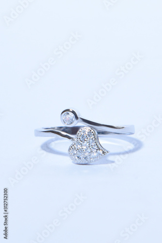woman silver ring with Cubic Zirconia