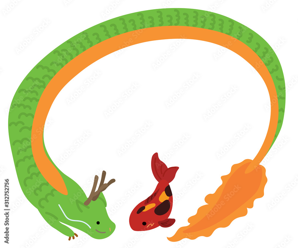 Obraz premium 龍と鯉のイラスト