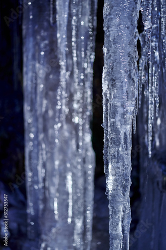 Icicles from a frozen waterfall