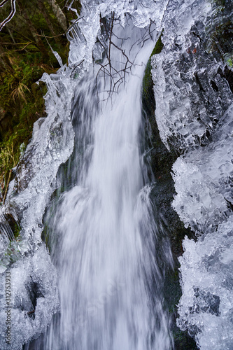 Icicles from a frozen waterfall