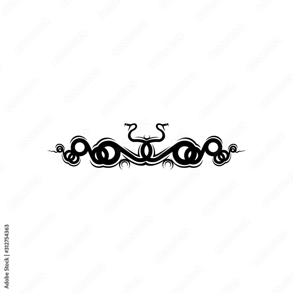 Bunch of angry snakes, isolated rattlesnakes. Vector reptiles, crossed vipers, tattoo design