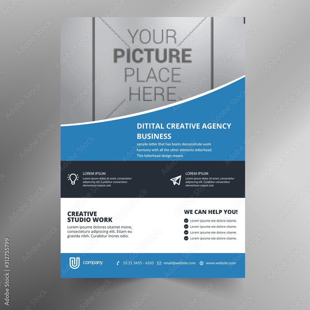 Brochure creative design. Multipurpose template with cover, back and inside pages. Trendy minimalist flat geometric design. Vertical a4 format