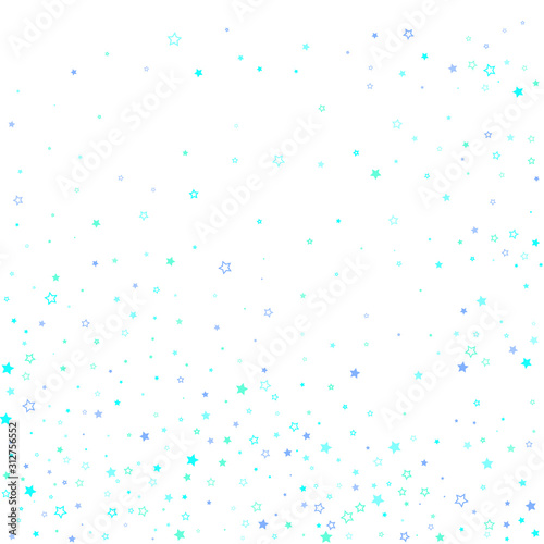 Blue, cyan, turquoise glitter stars confetti