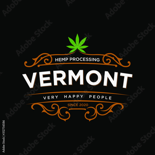 medical cannabis emblem logo design template . classic vintage style