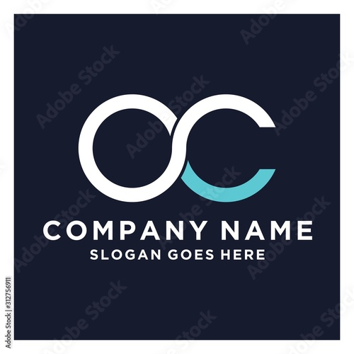 initial letter oc linked round lowercase monogram logo photo