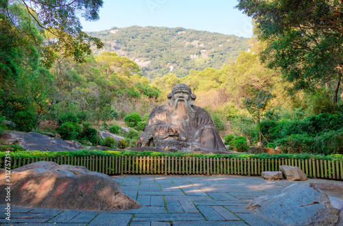 There is a 1000 year old statue of Laozi on Qingyuan mountain in Quanzhou, China. photo