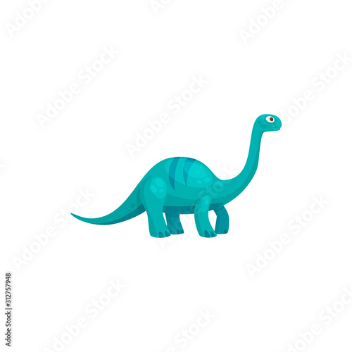 Brontosaurus isolated cartoon tyrannosaurus. Vector blue childish dino, dinosaur animal © Vector Tradition