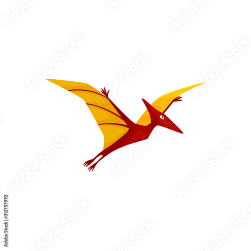 Pteranodon isolated cartoon pterodactyl. Vector flying dinosaur, prehistoric pterosaur dino bird