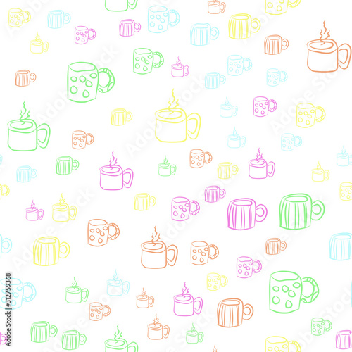 Coffee seamless vector pattern for Cup mug, restaurant or cafe menu design. 