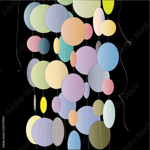 Garland Of Multi-Colored Circles On A Black Background